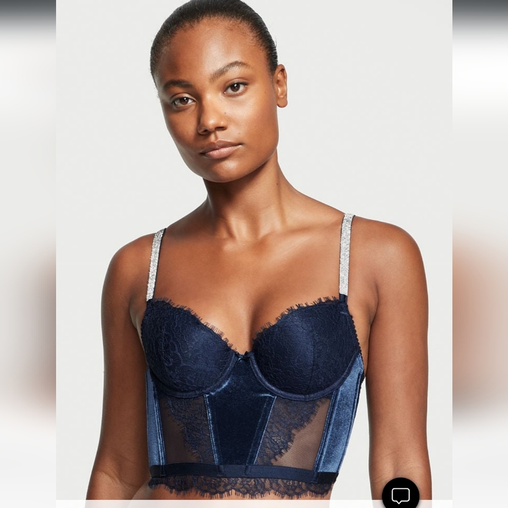 VS DREAM ANGELS Lace & Velvet Shine Strap Corset Top